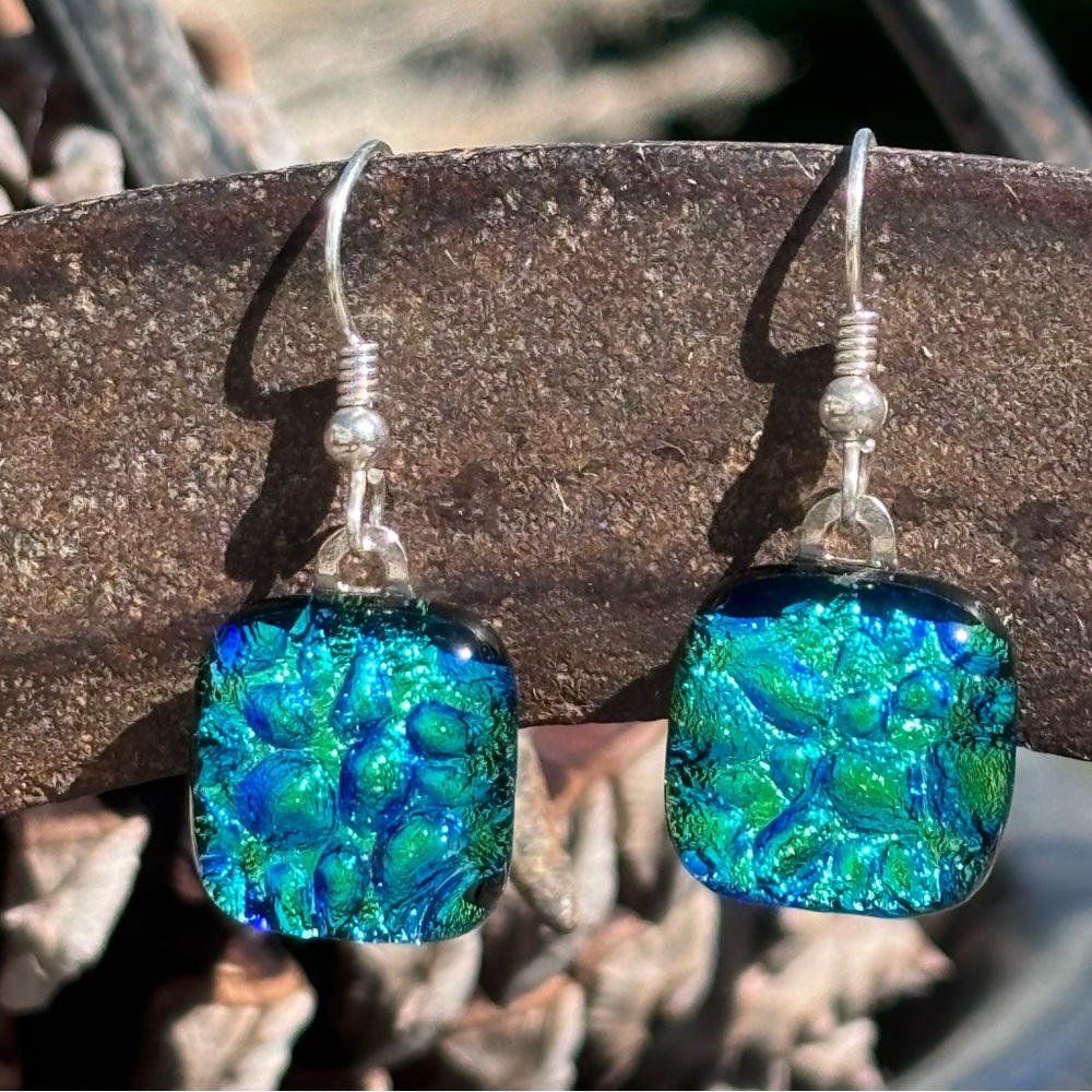 Gorgeous Handmade Mosaic Glass Style Earrings!